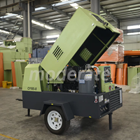 Compresseur d'air portable diesel compact de 185 CFM, 145 PSI, 8 bars, 36,8 kW sur remorque pour le sablage et les explosions
