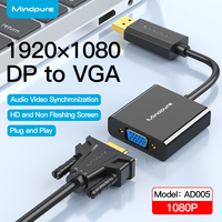 Adaptador Convertidor VGA a HDMI Mindpure 1080P 60Hz con Chip Macro-Silicon MS9288A, Audio de 3.5mm y Alimentación Micro USB para Laptop, PC y TV