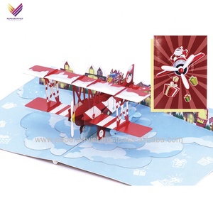 งานฝีมือวันเกิดการ์ดคริสต์มาสเครื่องบินป๊อปอัพที่ไม่ซ้ำกันการ์ดทำด้วยมือ - Product Image 1