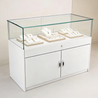 Comptoir de présentation de bijoux moderne blanc, écologique et personnalisable, vitrine en verre avec éclairage LED, mobilier de magasin de détail