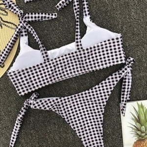 Vente directe usine – Bikini femme grande taille personnalisé avec logo OEM, micro-soutien-gorge push-up, bas string, motif uni, décolleté dos nu - Product Image 5