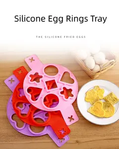 Antihaftbeschichtetes Silikon-Ei-Ring-Tablett leicht zu reinigende Ei-Ring-Formen für Eier, Pfannkuchen, Frühstück-Sandwichs