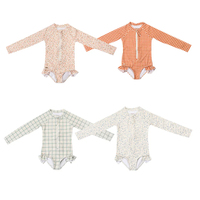 MLY Summer Maillot de bain 3 pièces à manches courtes pour enfants Floral Cartoon Maillot de bain pour enfants pour garçons et filles Bikini pour enfants