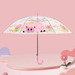 <span class=keywords><strong>Promotion</strong></span> mignon dessin animé Transparent <span class=keywords><strong>Fibre</strong></span> os coupe-vent parapluie pour enfants maternelle garçon et fille trésor - Product Image 6