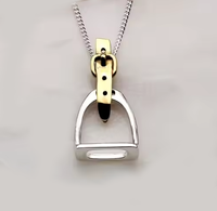 Collier Cheval Fer à Cheval Mors Simple Étrier Mors Ceinture en Argent Sterling 925 Bijoux Équestres Porte-Bonheur