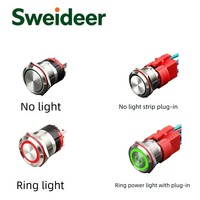 Sweideer Saklar Tombol Tekan Logam 22MM 15A Tahan Air  Latching  Momentary  Saklar Daya Berlampu