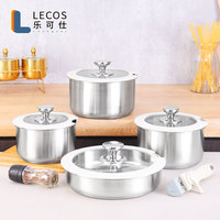 LECOS Pot de service personnalisé de 9 pièces avec couvercle en silicone amovible et poignées en acier inoxydable pour le four.