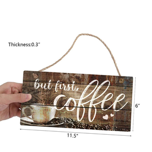 Vintage en bois mais premier café tenture murale Art Plaque signes pour cuisine café décor - Product Image 2