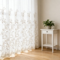 Voilage blanc brodé personnalisable et tissu à motif floral en vigne, semi-transparent, textile de maison en gros pour salon