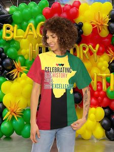 T-shirts vintage à col rond et manches courtes pour <span class=keywords><strong>femmes</strong></span>, T-shirts noirs sur le thème de l'histoire afro-américaine, célébrant la Journée de l'émancipation, 60 % coton - Product Image 4