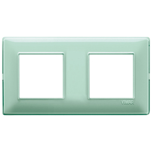 Plaque d'interrupteur mural Vimar 2 modules, couvercle en verre vert menthe pour prise électrique - Product Image 1
