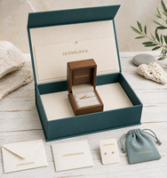 Coffret d'emballage de luxe personnalisé Lionwrapack : Boîte à bagues en bois, pochette à bijoux, enveloppe et carte cadeau pour emballage