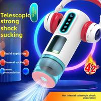 Vollautomatisches Vibrations-Teleskop-Masturbationsgerät für Männer mit Thermofunktion und starkem Innenbecher, automatische Heizung, Sexspielzeug