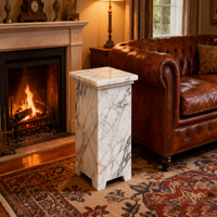 Table basse en pierre PAIA, socle bas, salon, luxe, marbre Calacatta Gold naturel personnalisé