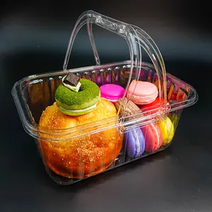 케이크 과일 포장 상자 일회용 애완 동물 과일 바구니 플라스틱 투명 플라스틱 손 바구니 과일 상자