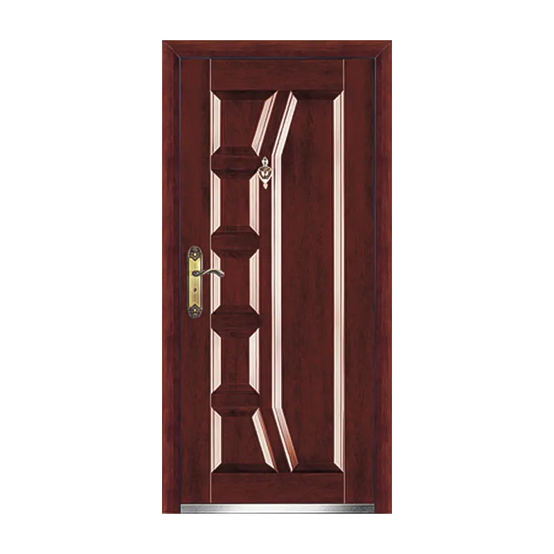 Porta di sicurezza esterna anteriore in acciaio per porta d'ingresso blindata in legno d'acciaio di sicurezza della porta principale della casa