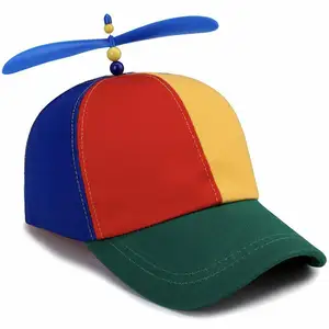 사용자 정의 레인보우 컬러 야구 모자 모자 대나무 잠자리 프로펠러와 다채로운 야구 모자
