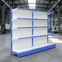 5-laags wandmontage displaystandaard voor winkels, met stevige achterrand en beschermrail voor mini-markten, verpakte voedingsmiddelen en huishoudelijke artikelen.