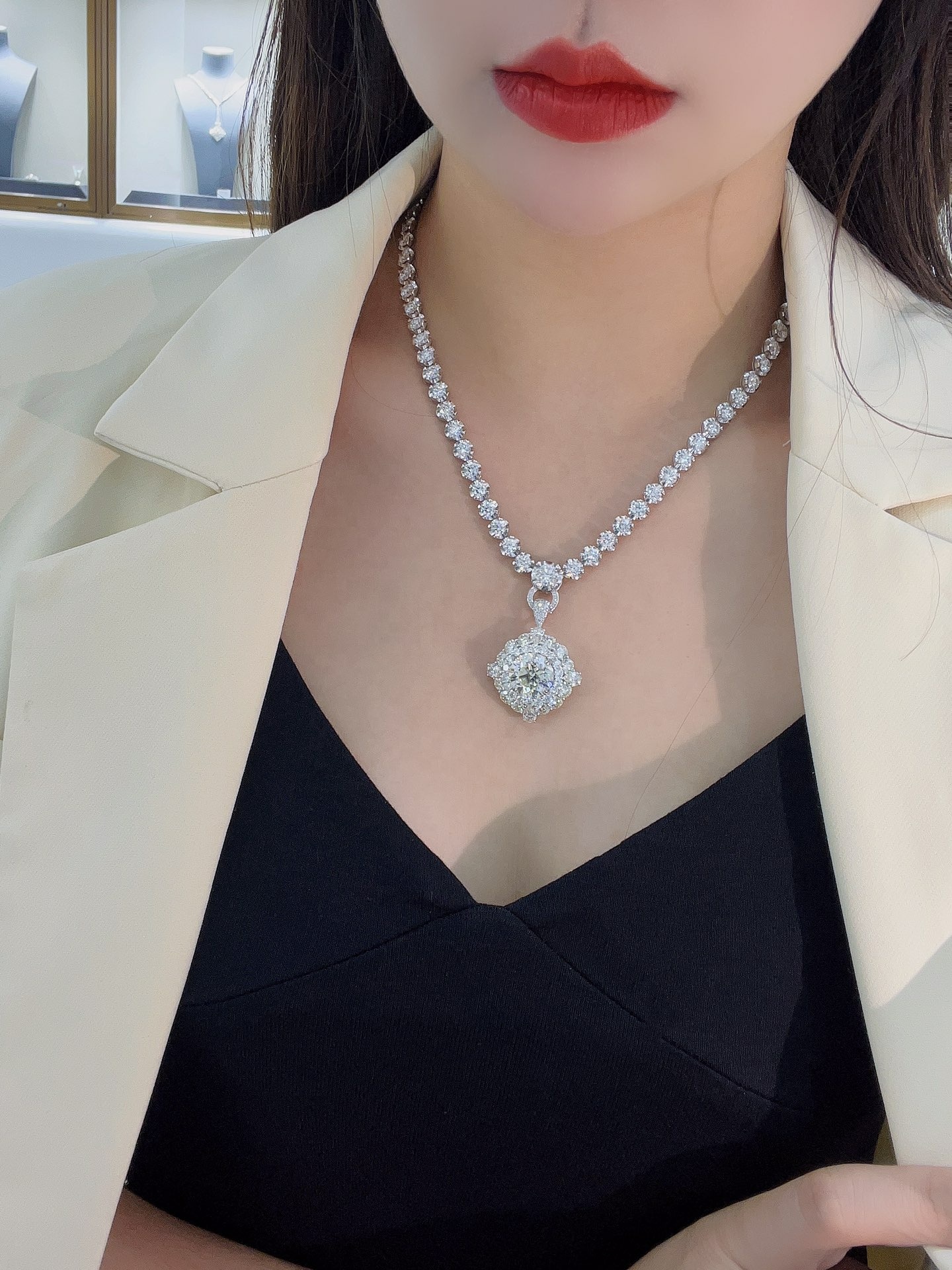 tennis necklace real natural diamond