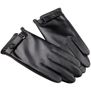 Осенне-зимние модные мужские сенсорные кожаные перчатки для вождения смартфона черные коричневые