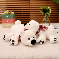 Vente en gros d'ours polaire en peluche doux et mignon brodé en coton PP emballé dans un sac OPP pour les cadeaux des enfants