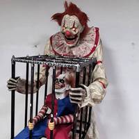 Décoration d'Halloween : Grand Clown Électrique Sonore et Lumineux pour Parc à Thème, Carnaval, Maison Hantée - Accessoire en Plastique Durable