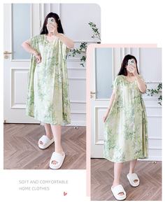 Camisón de pijama de 100kg ultrafino de talla grande de Venta caliente para mujer para primavera y verano - Product Image 6