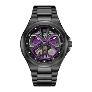 Daniel Gorman Dg8107 Skeleton Watch Dial Stainless Steel Case Gift Watch Automatic Purple Men Watch
