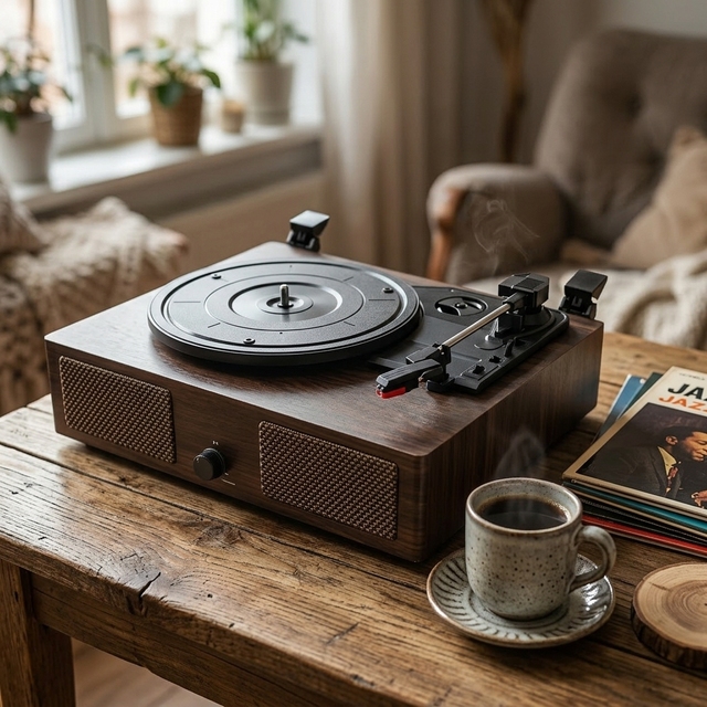 Classic Antique Dark Brown with Wireless Bluetooth for Music Lovers Gift 3-Speed Turntable **Vinyl Record Player**