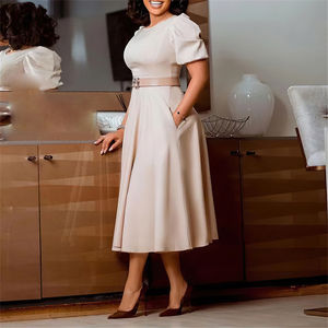 Robes pour femmes Lady Elegant Round Neck <span class=keywords><strong>Chic</strong></span> Elegant Puff Sleeve African Woman Dress - Product Image 3