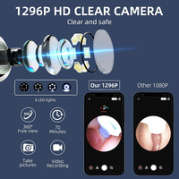 Produits pour la maison intelligente : Kit de nettoyage d'oreilles intelligent avec endoscope caméra de poche sans fil HD 1296p en plastique, 8 embouts de nettoyage de cérumen, pour le bureau