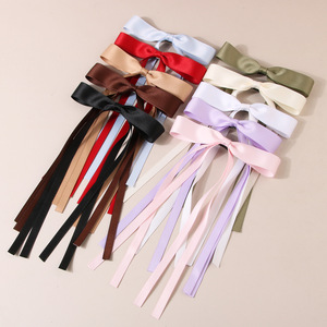 Pita Satin simpul 6 inci 21 warna, jepit rambut buaya logam, pita rambut ekor panjang, klip rambut untuk wanita anak perempuan - Product Image 5