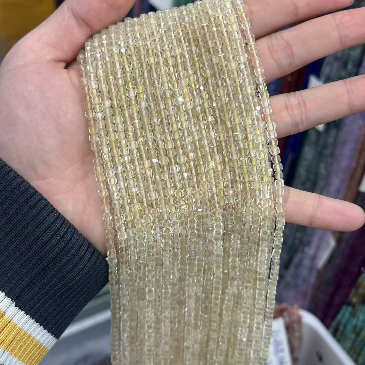 3mm Citrine Crystals Small Faceted Cube Dice Square Beads Ruby Gemstone Healing Stone Bead for DIY Jewelry Making Full Strand