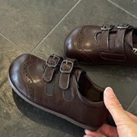 Chaussures habillées classiques en cuir véritable pour enfants, style brogue vintage, chaussures d'école pour enfants, semelle en caoutchouc antidérapante, chaussures pour garçons et filles, tailles 22-33
