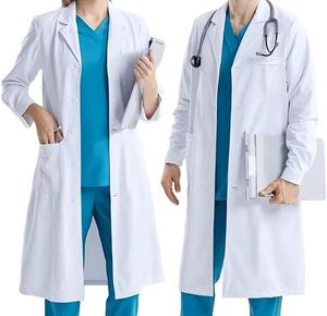 Hospital Scrubs Blanco Manga larga 100% Algodón Protector Cómodo Venta caliente Simple para Hospital Médico - Product Image 1