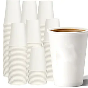 Vasos de Papel Gruesos Desechables de 12 oz para Café Caliente, Blancos, para Usar en Cafeterías, Bistrós, Fiestas y Eventos - Product Image 1