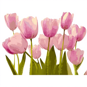 Set di Dipinti a Olio Stampati, Motivo Tulipani Rosa, Fiori Dipinti ad Acrilico, Decorazione per Camera da Letto, Quadro Decorativo per Casa - Product Image 2