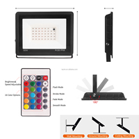 Lampu Sorot LED RGB Luar Ruangan IP66 220-240V 50/100W Kontrol Jarak Jauh IP66 Aluminium Die-Casting Colokan EU Lampu Proyektor LED Reflektor