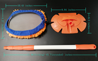 Mopa Telescópica de Chenilla con Cabezal de Fibra Naranja Suave para Limpieza sin Rayones, Palo Extensible para Limpiar Techos y Ruedas, Lavable y Reutilizable