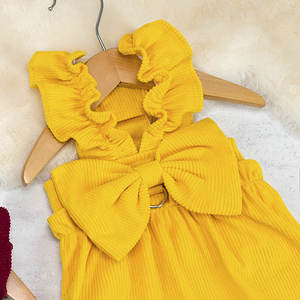 Robe mignonne pour chien avec nœud, jupe sans manches à volants avec anneau en D pour petits chiens et chats, vêtements pour animaux de compagnie printemps-été - Product Image 6