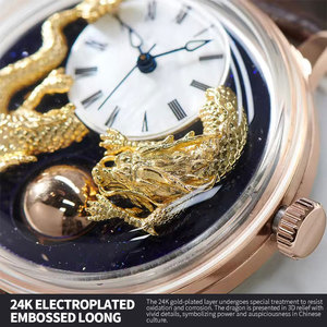 Reloj Automático SANYIN de Marca Privada, Diseño Único de Dragón Dorado, Reloj de Cuero de Lujo con Fase Lunar y Zodiaco, Fabricante de Relojes - Product Image 6
