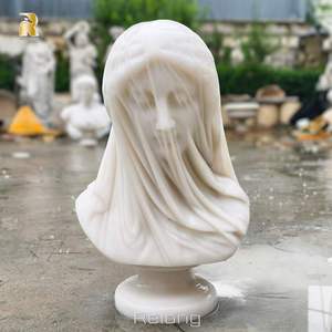 Estatua de Busto de Dama Velada <span class=keywords><strong>en</strong></span> Mármol Clásico Tallada a Mano RELONG para Decoración de Exteriores de Villas - Product Image 1
