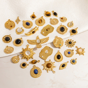 จี้สแตนเลสทรงดอกไม้ประดับหินธรรมชาติ อุปกรณ์ทำเครื่องประดับ DIY จี้แบบ Unisex ตัวเรือนแบบ Bezel Setting ผลิตที่เมืองอี้หวู่ - Product Image 3