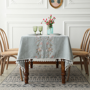 Manteaux De Mesa Bordados Manteau De <span class=keywords><strong>Lino</strong></span> Bordado Carré Broderie Tissu Brodé Nappe Nappe Pour Table À Manger - Product Image 1