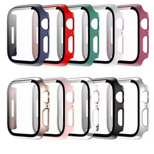 Cubierta completa de PC dura ultra delgada con protector de pantalla de vidrio templado, funda de reloj para <span class=keywords><strong>Apple</strong></span> <span class=keywords><strong>Watch</strong></span> Series 7 8 9 41mm 45mm 49mm - Product Image 1