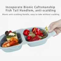 Assiette pour bébé en forme de poisson sans BPA, compartimentée, détachable, anti-chute, avec couvercle, pour nourrissons et tout-petits