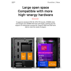 PC Cabinet Two Tempered Glass <strong>Gaming</strong> ATX Mid Tower Gamer <strong>Computer</strong> Case <strong>CPU</strong> Cabinet with RGB Fan - Product Image 4