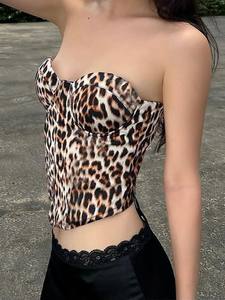Y2k Hot Girl Sexy Léopard Sans Bretelles Push up <span class=keywords><strong>Bustier</strong></span> Corset Tube Top Imprimer <span class=keywords><strong>Petit</strong></span> Camisole Débardeur pour les Femmes - Product Image 4