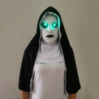 En stock - Masque de nonne du film d'horreur Halloween The Conjuring 2, en latex, avec fonction lumineuse, accessoire de cosplay et costume, tailles M/L/XL