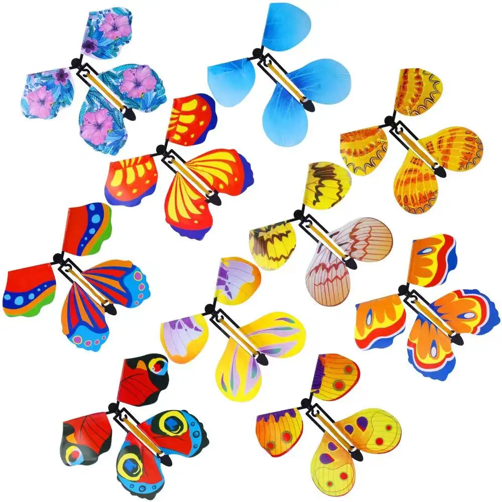 Pola Yang Berbeda Peri Terbang Mainan Angin Karet Gelang Bertenaga Kupu-kupu Mainan Dekorasi untuk Warna-warni Pembatas Buku Salam